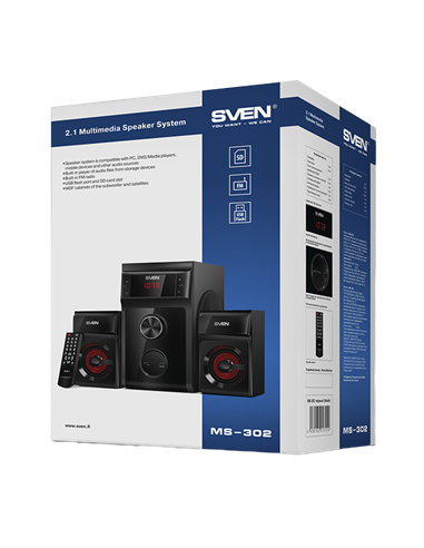 Компьютерные колонки 2.1 SVEN MS-302, Чёрный