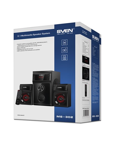 Компьютерные колонки 2.1 SVEN MS-302, Чёрный