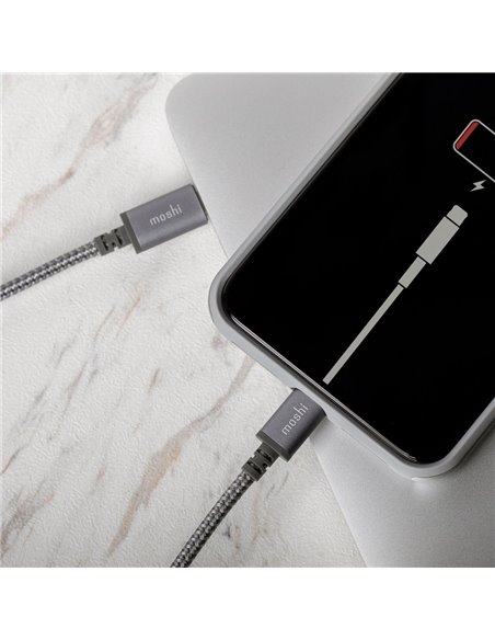 Cablu încărcare și sincronizare Moshi iPhone Lighting USB Cable, USB Type-A/Lightning, 1,2m, Gri