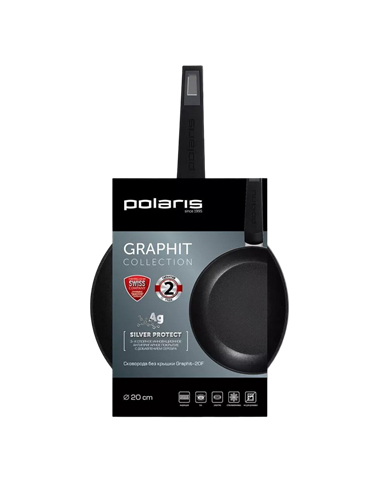 Сковорода Polaris Graphit-20F, 20см, Графитовый