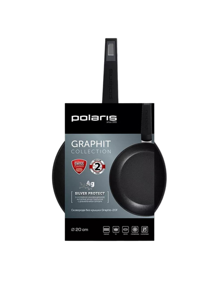Сковорода Polaris Graphit-20F, 20см, Графитовый