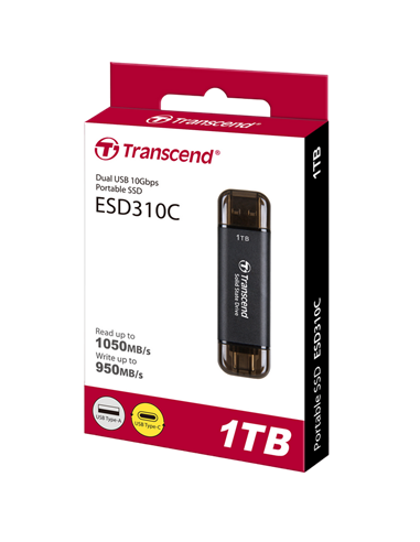 SSD portabil extern Transcend ESD310C, 1 TB, Negru (TS1TESD310C)