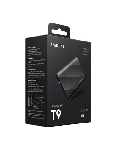SSD portabil extern Samsung T9, 1 TB, Negru (MU-PG1T0B/EU)
