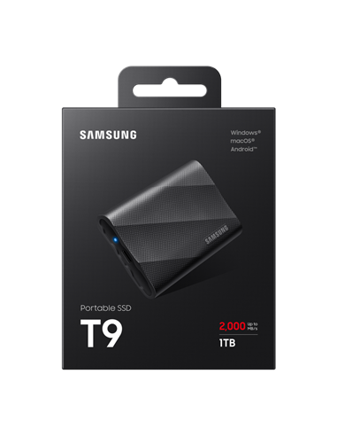 Внешний портативный SSD накопитель Samsung T9, 1 ТБ, Чёрный (MU-PG1T0B/EU)
