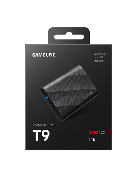 Внешний портативный SSD накопитель Samsung T9, 1 ТБ, Чёрный (MU-PG1T0B/EU)