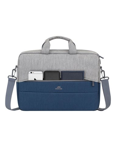 Geantă pentru Laptop Rivacase Prater, 15.6", Poliester, Gri | Albastru închis