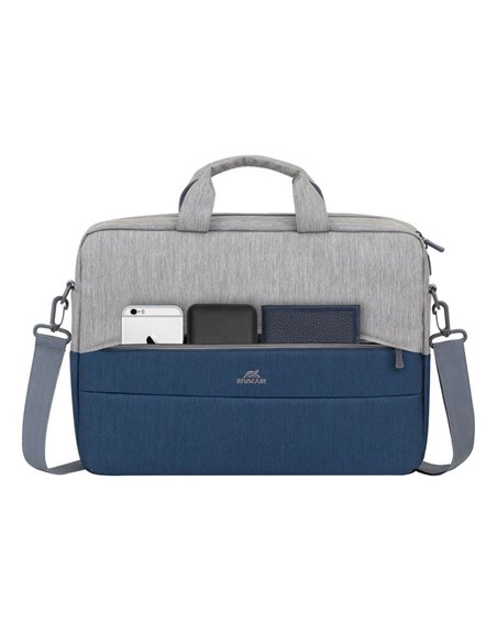 Geantă pentru Laptop Rivacase Prater, 15.6", Poliester, Gri | Albastru închis