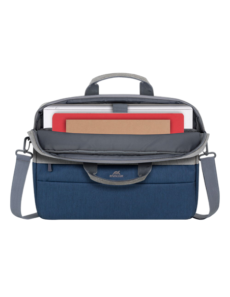 Geantă pentru Laptop Rivacase Prater, 15.6", Poliester, Gri | Albastru închis