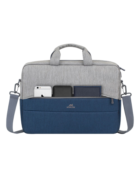 Geantă pentru Laptop Rivacase Prater, 15.6", Poliester, Gri | Albastru închis