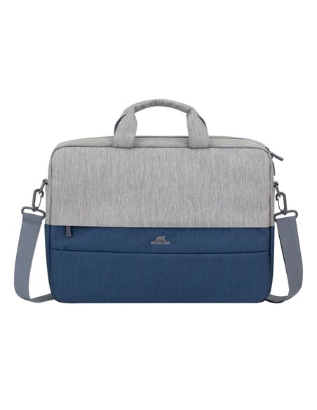 Geantă pentru Laptop Rivacase Prater, 15.6", Poliester, Gri | Albastru închis