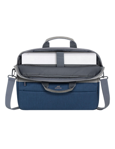 Geantă pentru Laptop Rivacase Prater, 15.6", Poliester, Gri | Albastru închis