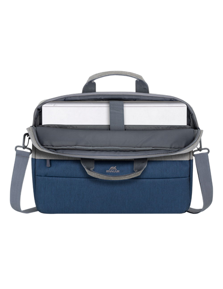 Geantă pentru Laptop Rivacase Prater, 15.6", Poliester, Gri | Albastru închis