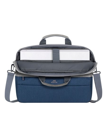 Geantă pentru Laptop Rivacase Prater, 15.6", Poliester, Gri | Albastru închis