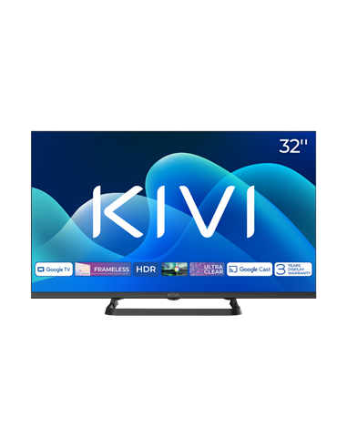 32" LED SMART Телевизор KIVI 32H710QB +PULT!, 1366x768 HD, Google TV, Чёрный