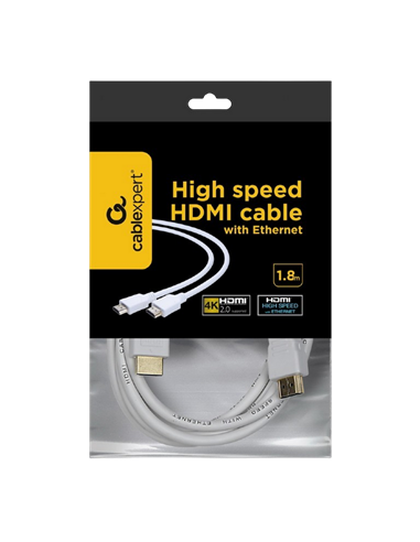 Cablu Video Cablexpert CC-HDMI4-W-6, HDMI (M) - HDMI (M), 1,8m, Alb