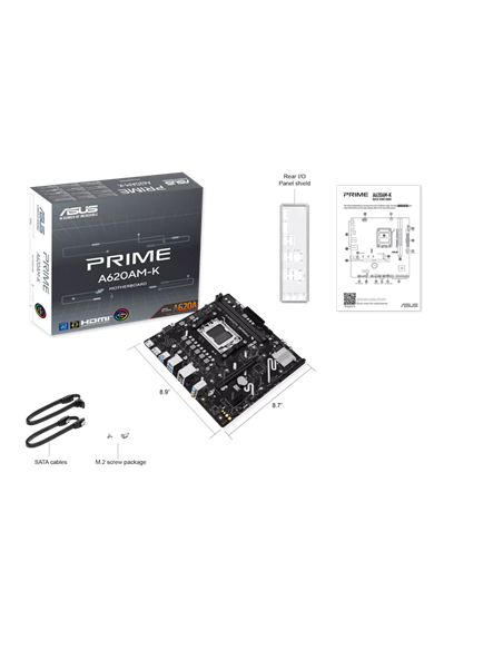 Материнская плата ASUS PRIME A620AM-K, AM5, AMD A620A, Micro-ATX