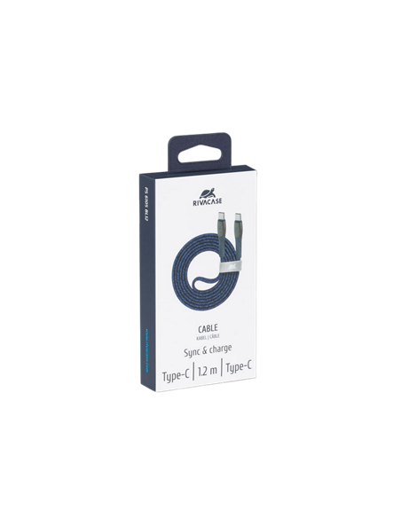 Cablu de încărcare și date Rivacase PS6105, USB Type-C/USB Type-C, 1,2m, Albastru