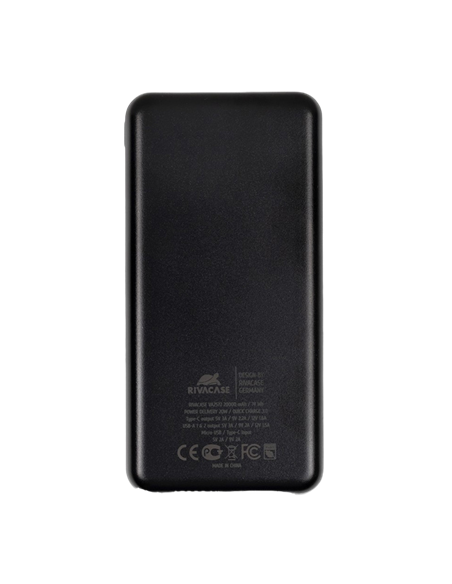 Acumulator extern RivaCase VA2572, 20000mAh, Negru