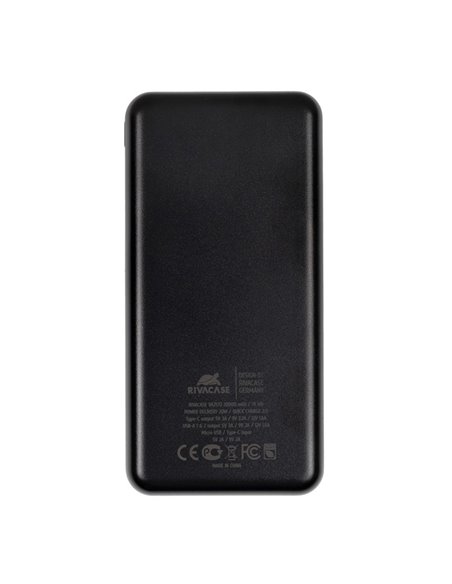 Acumulator extern RivaCase VA2572, 20000mAh, Negru