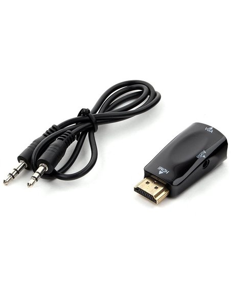 Видео/Audio конвертер Cablexpert A-HDMI-VGA-02, HDMI - VGA D-Sub + 3.5 mm Jack, Чёрный