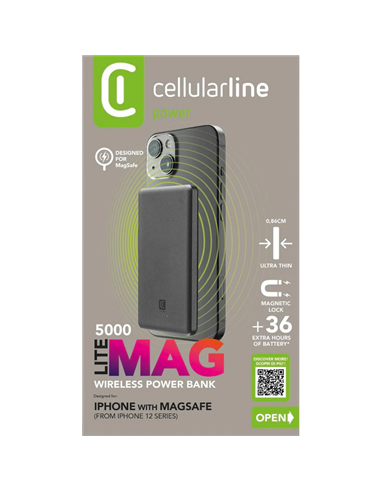 Портативное зарядное устройство Cellularline MAG LITE 5000мА·ч, Серый
