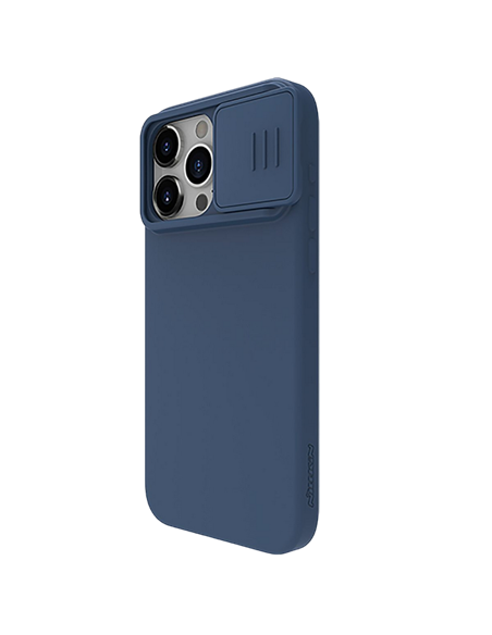Husă Nillkin iPhone 15 Pro Max, CamShield Silky Silicone, Albastru Marin