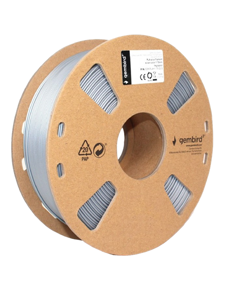 Нить для 3D-принтера Gembird 3DP-PLA1.75-01-S, PLA, Серебро, 1.75 мм, 1 кг