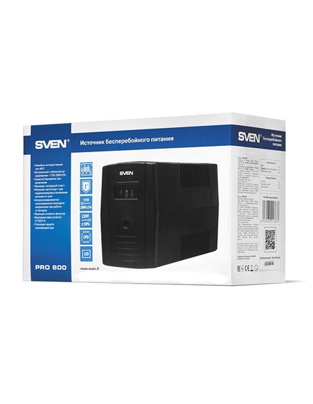 Sursă de alimentare neîntreruptibilă SVEN Pro  600, Linear-interactiv, 600VA, Turn