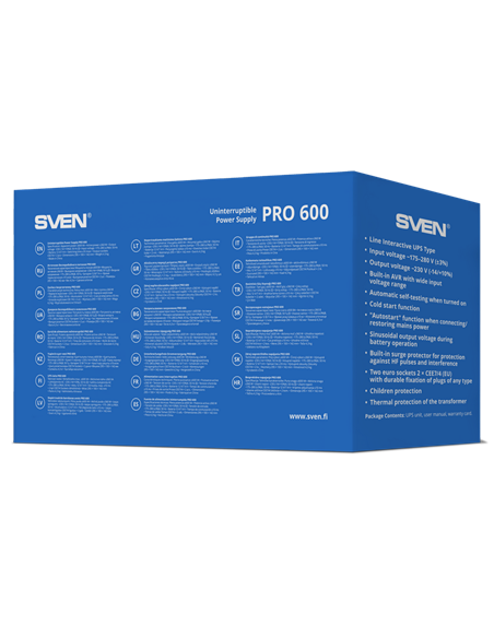 Sursă de alimentare neîntreruptibilă SVEN Pro  600, Linear-interactiv, 600VA, Turn