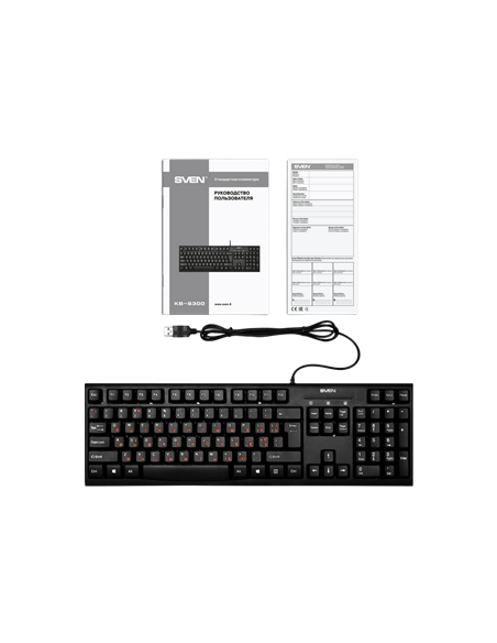 Tastatură SVEN KB-S300, Cu fir, Negru