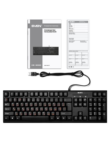 Клавиатура SVEN KB-S300, Проводное, Чёрный