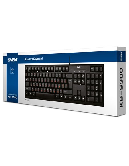 Клавиатура SVEN KB-S300, Проводное, Чёрный