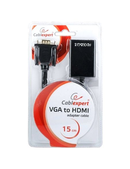 Convertor Video/Audio Cablexpert A-VGA-HDMI-01, VGA D-Sub + 3.5 mm Jack - HDMI (F), 0,15m, Negru