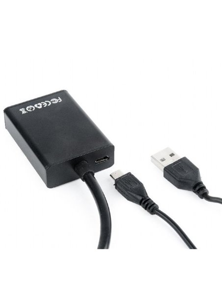 Видео/Audio конвертер Cablexpert A-VGA-HDMI-01, VGA D-Sub + 3.5 mm Jack - HDMI (F), 0,15м, Чёрный