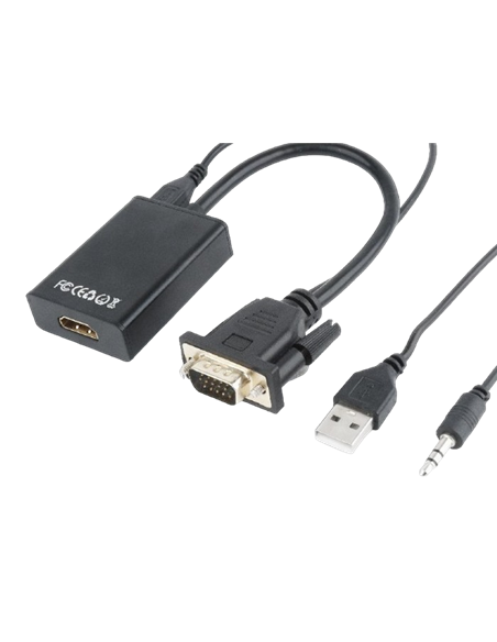 Convertor Video/Audio Cablexpert A-VGA-HDMI-01, VGA D-Sub + 3.5 mm Jack - HDMI (F), 0,15m, Negru