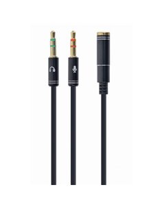 Audio Adaptor Cablexpert CCA-418M, 3.5mm 4-pin (F) - 2x3.5mm 3-pin (M), 0,2m, Negru 2