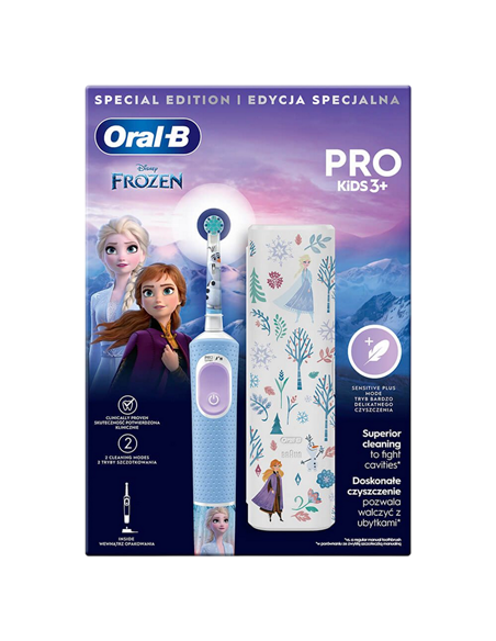 Электрическая зубная щетка Braun Oral-B Vitality PRO Kids Frozen, Голубой