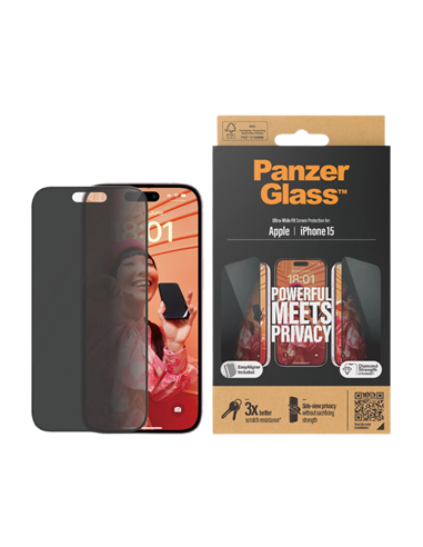 Защитное стекло PanzerGlass iPhone 15 UWF Privacy wA, Прозрачный
