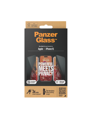 Защитное стекло PanzerGlass iPhone 15 UWF Privacy wA, Прозрачный