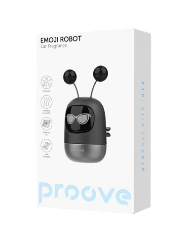 Aromatizator auto Proove Emoji Robot Luna, Negru