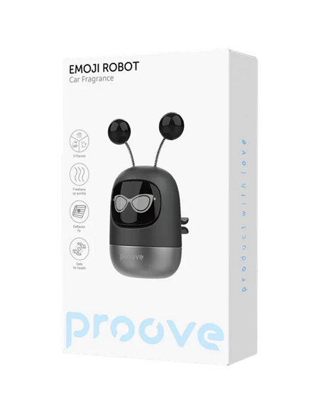 Aromatizator auto Proove Emoji Robot Luna, Negru