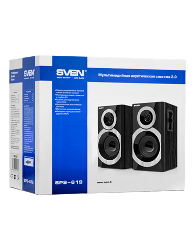 Компьютерные колонки 2.0 SVEN SPS-619, Чёрный