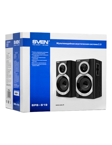 Компьютерные колонки 2.0 SVEN SPS-619, Чёрный