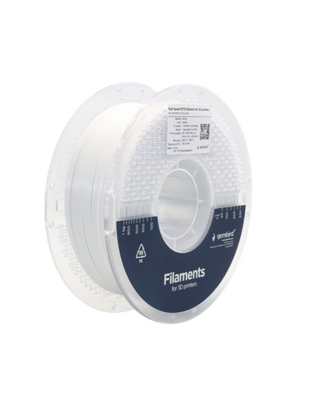 Filament pentru imprimantă 3D Gembird 3DP-PETG1.75HY-01-W, PETG, Alb, 1.75 mm, 1kg
