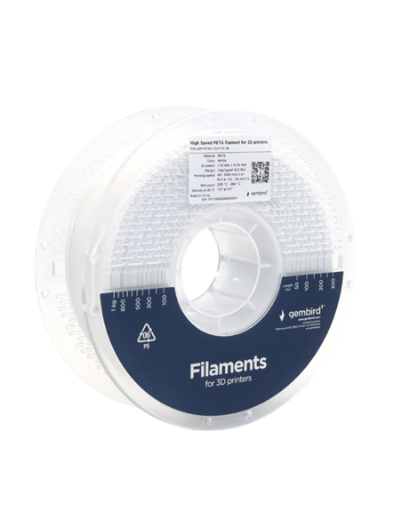 Filament pentru imprimantă 3D Gembird 3DP-PETG1.75HY-01-W, PETG, Alb, 1.75 mm, 1kg