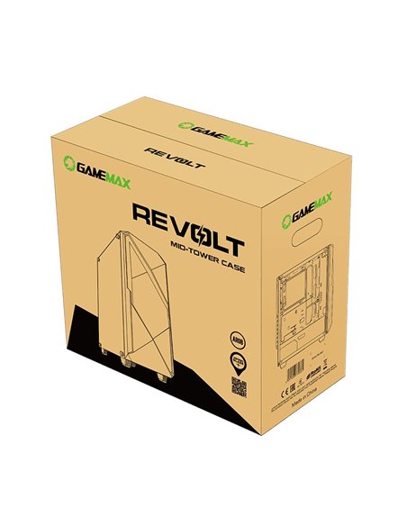 Carcasă PC Gamemax Revolt, Midi-Tower, Fără PSU, Negru