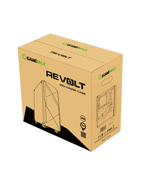 Компьютерный корпус Gamemax Revolt, Midi-Tower, Без блока питания, Чёрный