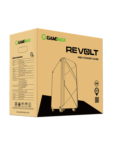 Компьютерный корпус Gamemax Revolt, Midi-Tower, Без блока питания, Чёрный