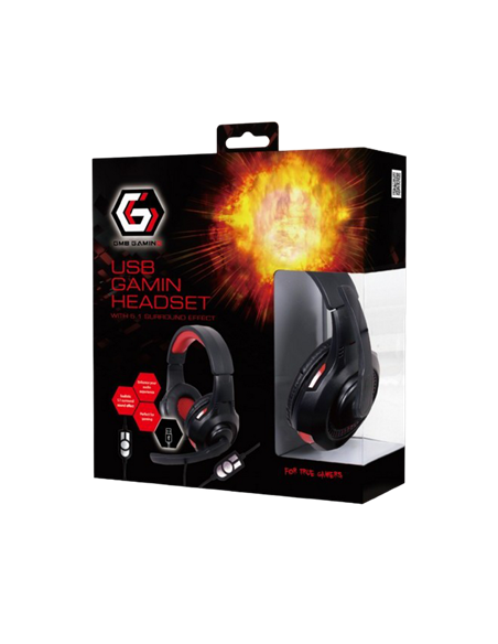 Căști gaming Gembird GHS-U-5.1-01, USB, Negru/Roșu