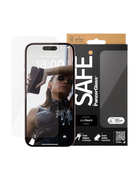 Sticlă de protecție PanzerGlass SAFE. UWF for iPhone 15 , Transparent